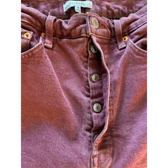 Re/Done Stove Pipe Button Fly Washed Plum Jeans 29 - Picture 3 of 8